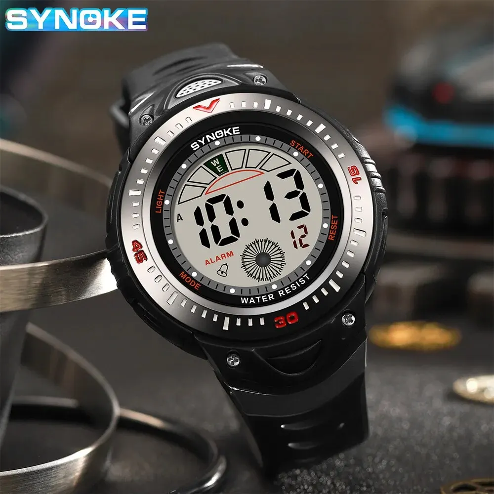 SYNOKE New Men Mountaineering Digital Watch Waterproof Shock Resist Large Screen Outdoor Running Student Fashion Watch Handsome 4