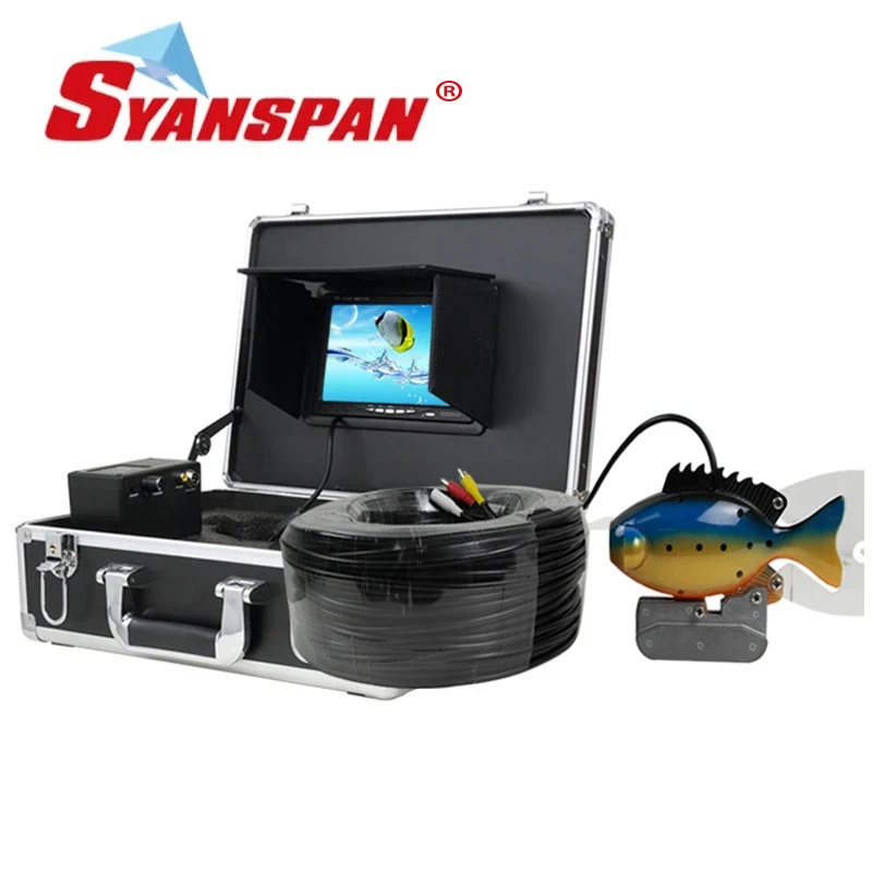 

SYANSPAN Vivid Fish Shape Camera HD WaterproofIP68 White lED Night Vision 7'' Display Fish Finder Detector for Carp Fishing Lure