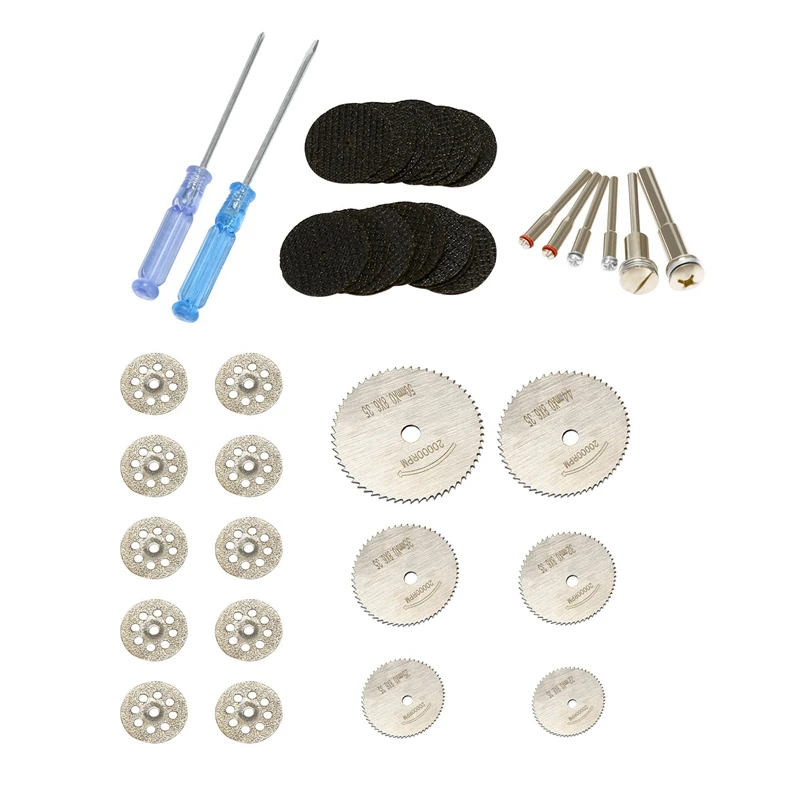 36Pcs Cutting Wheel Set For Rotary Tool, HSS Circular Saw Blades 6Pcs, Resin Cutting Discs 20Pcs Diamond Cutting Wheels 10Psc Wi