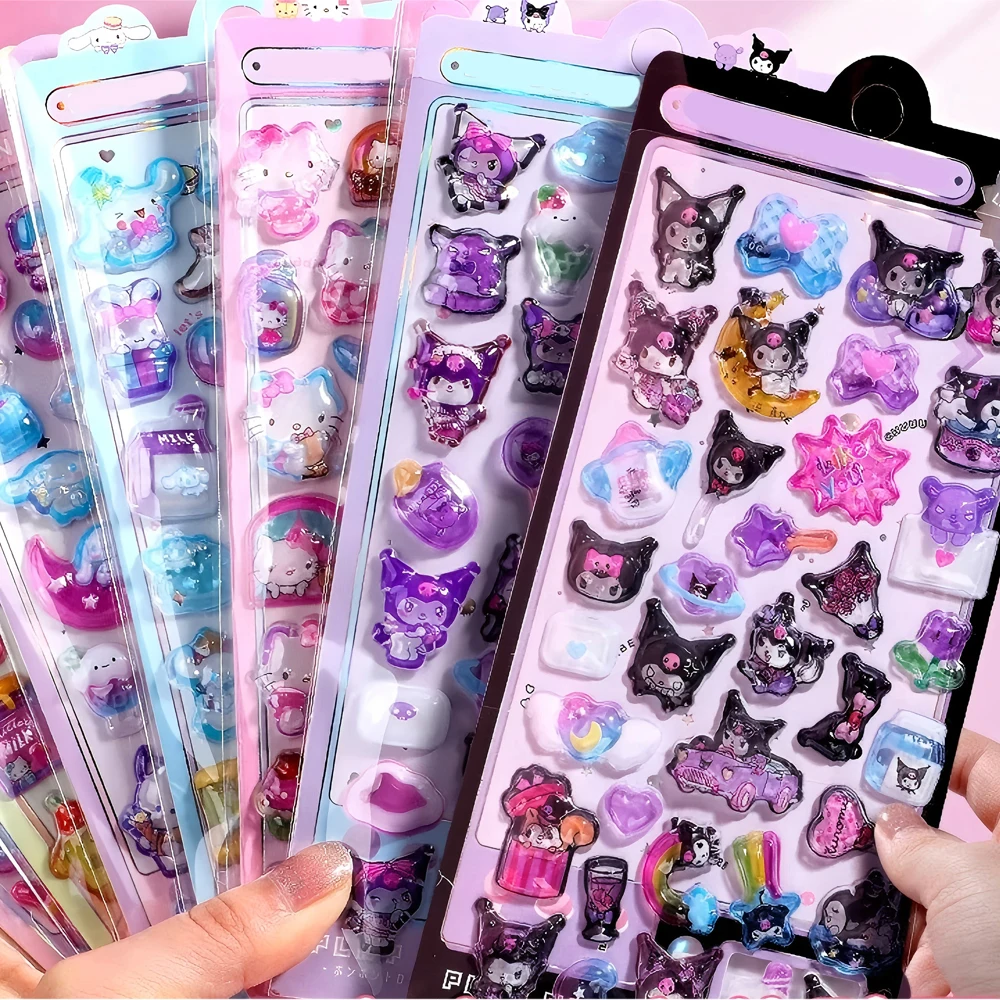 Cartoon Sanrio Characters Kuromi My Melody 3D Embossed Luminous Stickers DIY Decoration