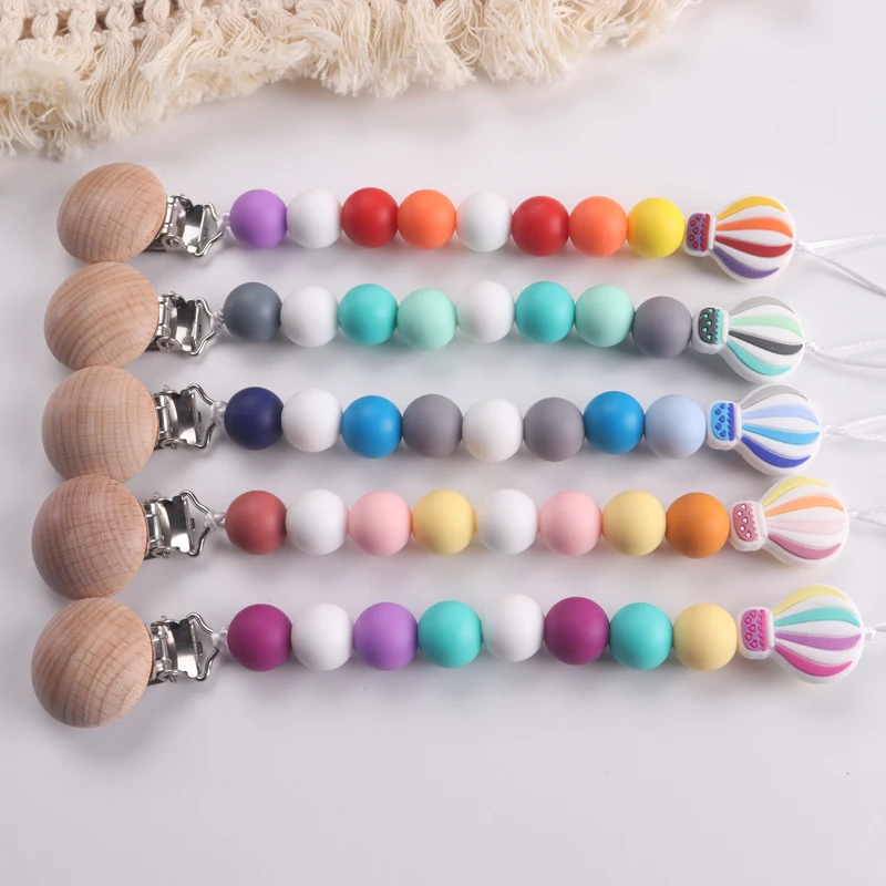 Hot Air Balloon Silicone Pacifier Chain BPA Free Baby Pacifier Anti-Drop Chain Pacifier Clips Dummy Chain