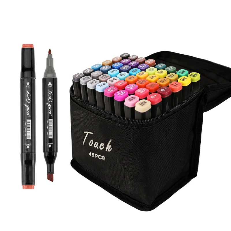 ALI'S ART MARKERS, Alcohol Markers, Dual Tip Double Ended Marker, 60  Colours, Clear Plastic Storage Case, Drawing, Sketching