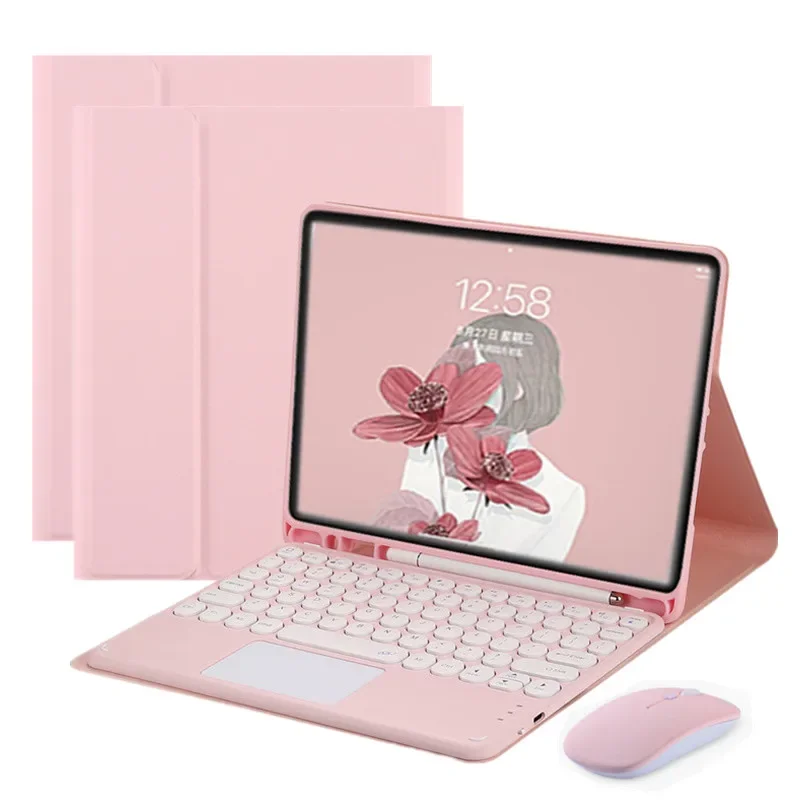 Capa de Teclado Touchpad para Samsung Galaxy Tab s9 fe Plus Capa para Tablet com s Pen Holder Russo Português Espanhol 12 4