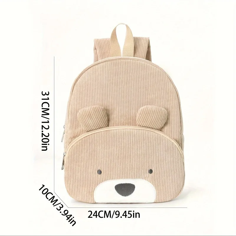 1PC Corduroy Backpack Large Capacity Cartoon Unicorn School Bag Lightweight Wear Resistant Fashion Student Daily Backpack 6