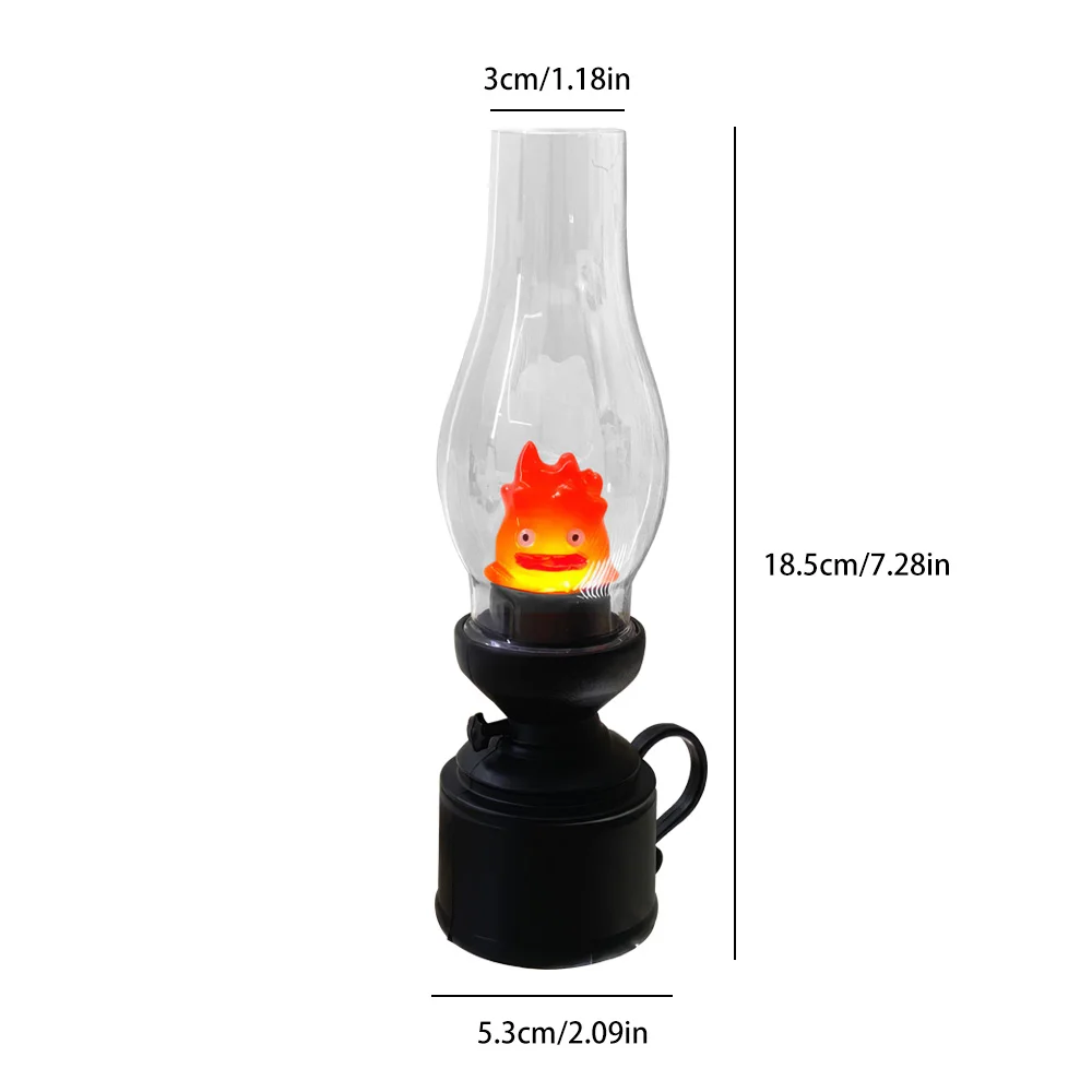 Night Light Calcifer Flameless Night Light Halloween Retro Decorative Candle Light Cartoon Anime Kerosene Lamp Bedroom Bedside Table Lamp