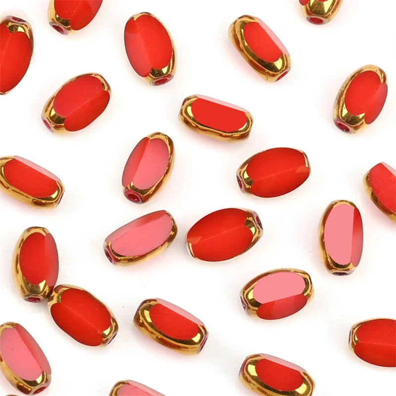 6mm Briolette Oval Glas Perlen Überzogene Goldene Farbe Kristall Lose Spacer Perlen Diy Armband Halskette Perlen Zubehör – Detail 18