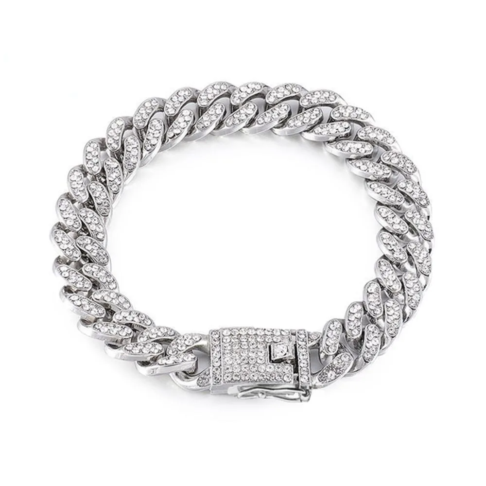 Dog Collar Rhinestone Metal Chain Luxury Stainless Steel Puppy Cat Dog Jewelry