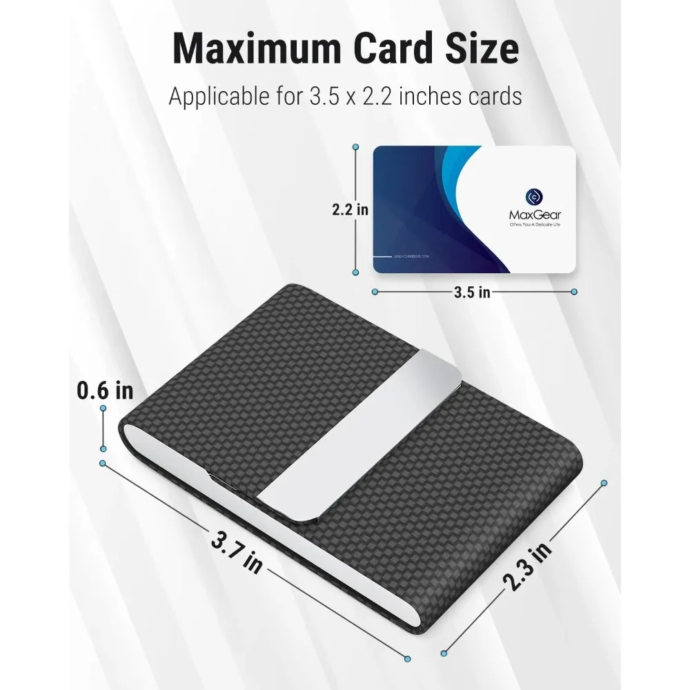 Elegant PU Leather & Stainless Steel Business Card Case with RFID Protection & Magnetic Closure