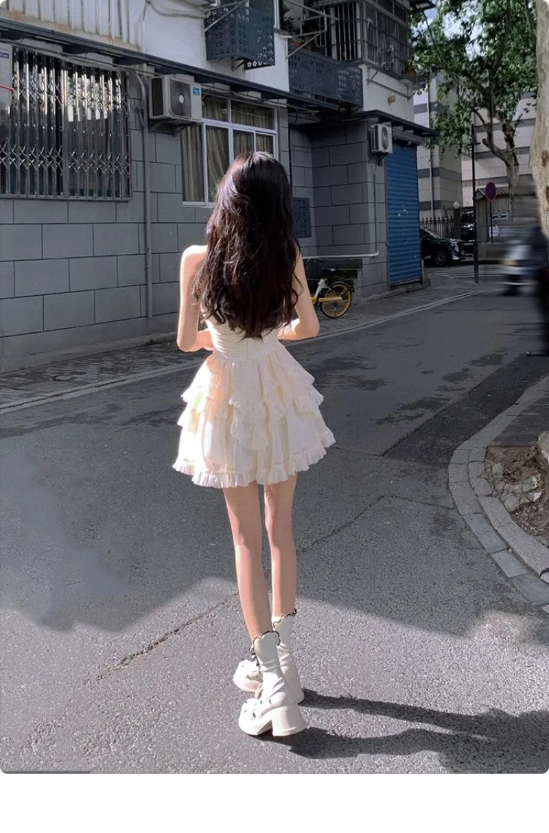 Korean Y2k Black Mini Dress for Women 2023 New Summer Casual