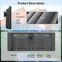 ESSGOO Écran universel 11,3 pouces 4K, autoradio portable Carplay, Android Auto, caméra embarquée double objectif, caméra arrière, GPS, AUX, BT, USB 6