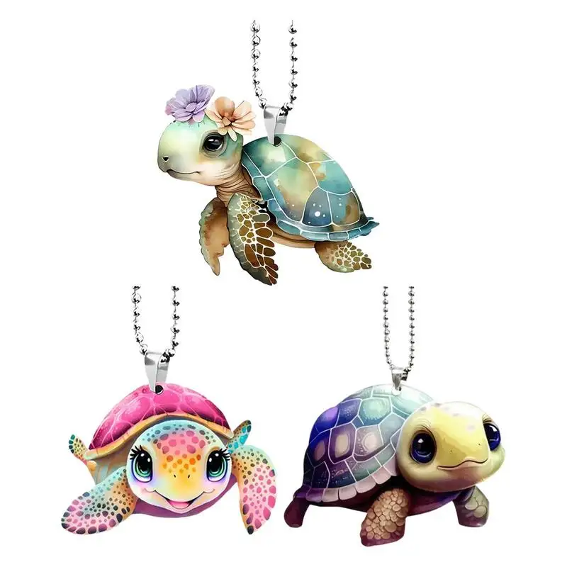 

Car Pendant Turtle Ornament For Cars Creative Car Interior Accessories 2D Acrylic Charm Pendant Automotive Rearview Mirror Decor