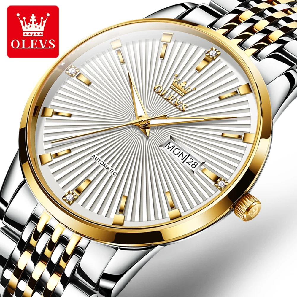 

OLEVS Automatic Mechanical Watch for Men Waterproof Luminous Waterproof Stainless Steel Dial Luxury Business Wristwatch Relojes