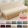 Jacquard Stretch Armless Futon Cover with Skirt Ruffled Futon Sofa Bed Cover Machine Washable Couch Cover Futon Sofa Cover 1pc 1