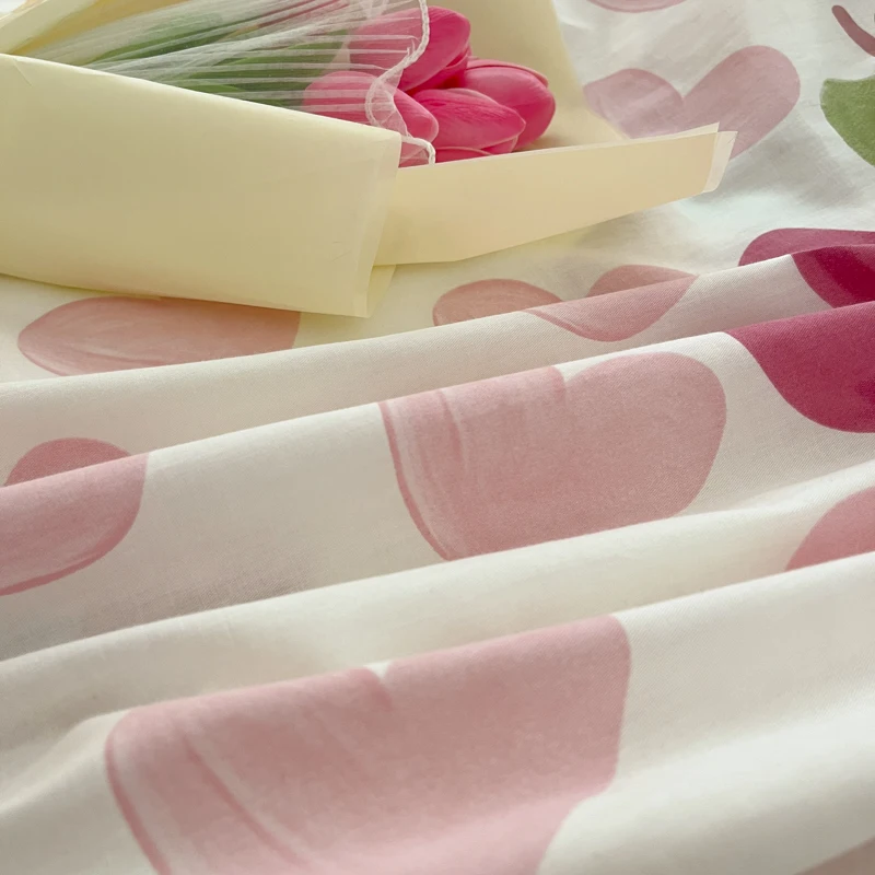 100%Pure Cotton Fitted Bed Sheet Sets with Pillowcase Flower Printing Bed Cover Single/Queen/King Size fundas de colchón Sheets 4