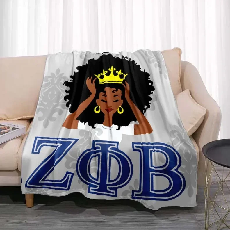 Zeta Phi Beta Pattern Blanket  Fashion Bed Sofa Air Conditioning Fashionable Leisure Picnic Travel Napping Soft Flannel Throw 3