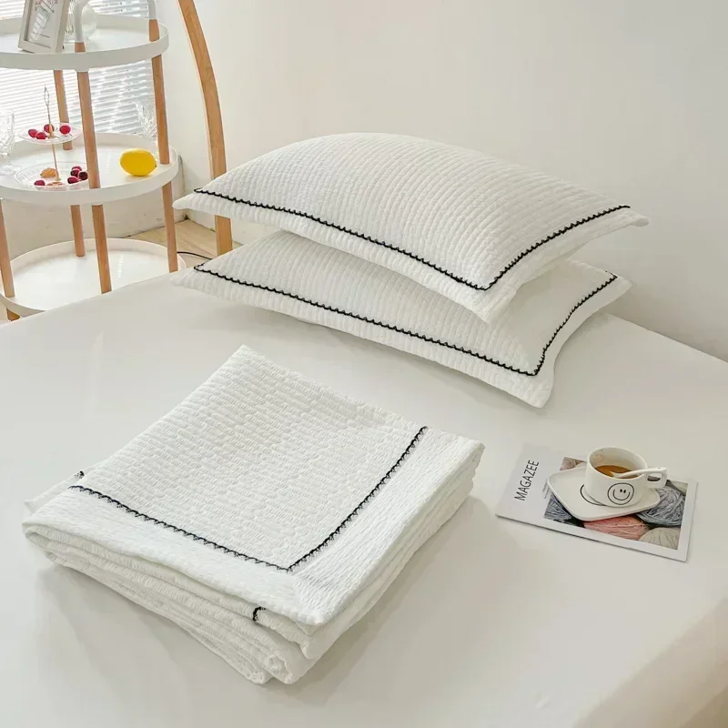 Summer Quilt Summer Quilt Set Bed Comforter French Style Quilted Summer Comforter Set Elegance Princess Bubble Yarn Air Conditioning Quilt Set Skin-friendly Blanket Summer