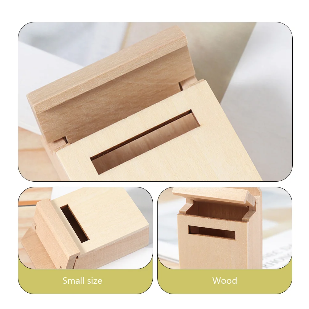 Mini House Mailbox Wooden Mini Furniture Model Lovely House Supply miniature mailbox
