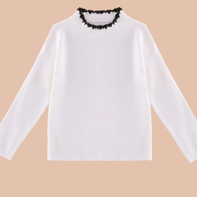 

Girls' Knit Sweater Autumn Solid Color Long Sleeve Sweater Thin Cute Sweater 2-11 Years Old Kids Clothes Girls