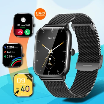 LaNikar New Smart Watch Men 1.9''  Touch Bluetooth Call Heart Rate Sleep Monitor Blood Oxygen Sport Men  Watches For Android iOS