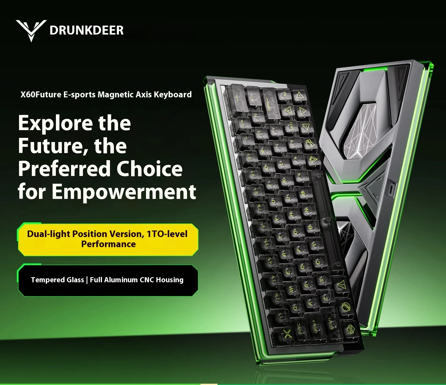 DrunkDeer X60 Future Gaming Keyboard Magnetic Switch 8kHz 0.01 RT