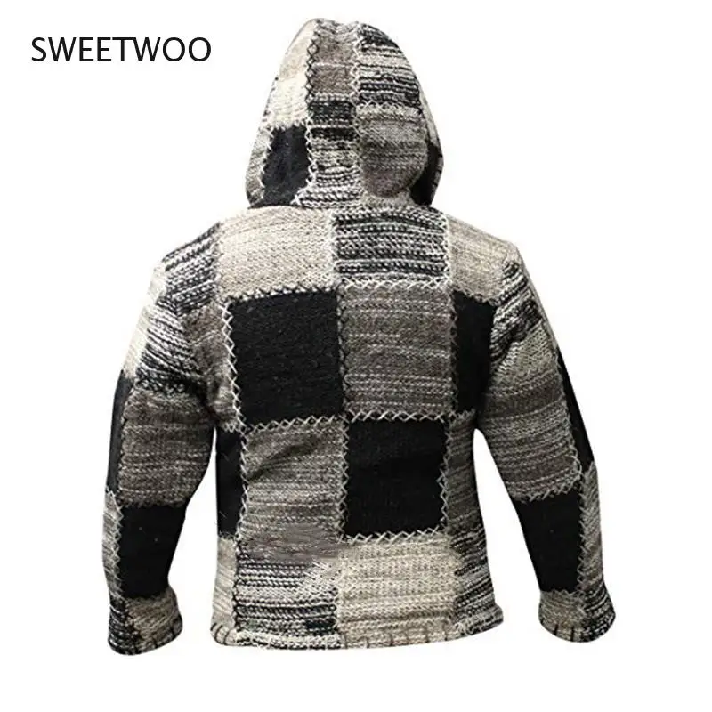 

2022 Autumn Men Hooded Coat Men's Sweater Coat Men Winter Warm Harajuku Patchwork Zipper Knit Coats Sweater with Pocket Cardigan