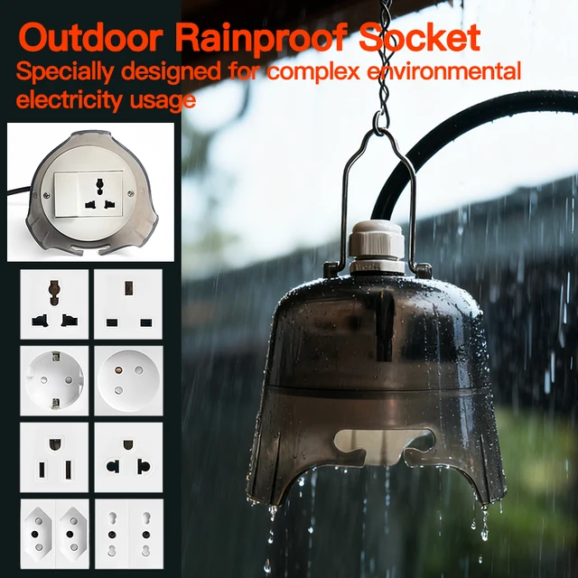 เต้ารับไฟฟ้ากันน้ำกลางแจ้ง, เต้ารับไฟฟ้ากันฝน, ฝาครอบป้องกันที่ทนทานสำหรับใช้ในสวน/ลาน/กลางแจ้ง 1