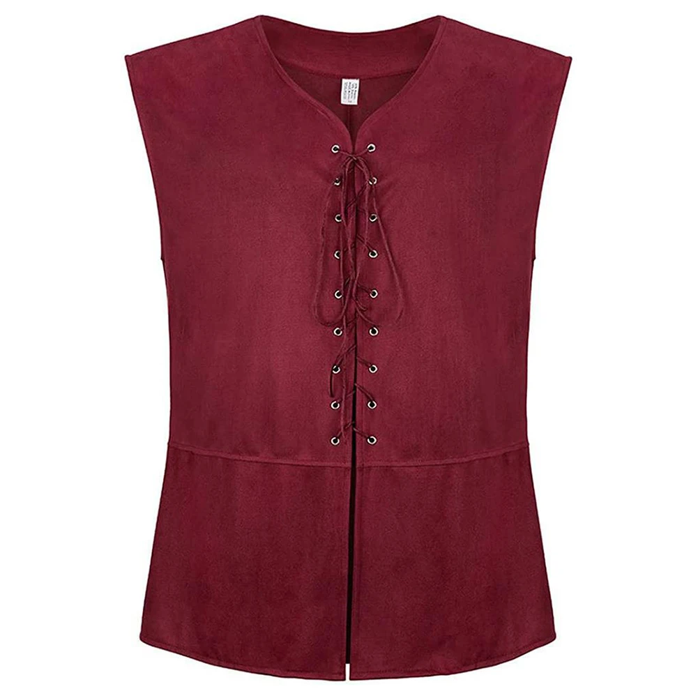 

Comfy Hot Men's Vest Waistcoat Steampunk V Neck Winter Autumn Comfortable Gothic Lace-up Renaissance Sleeveless