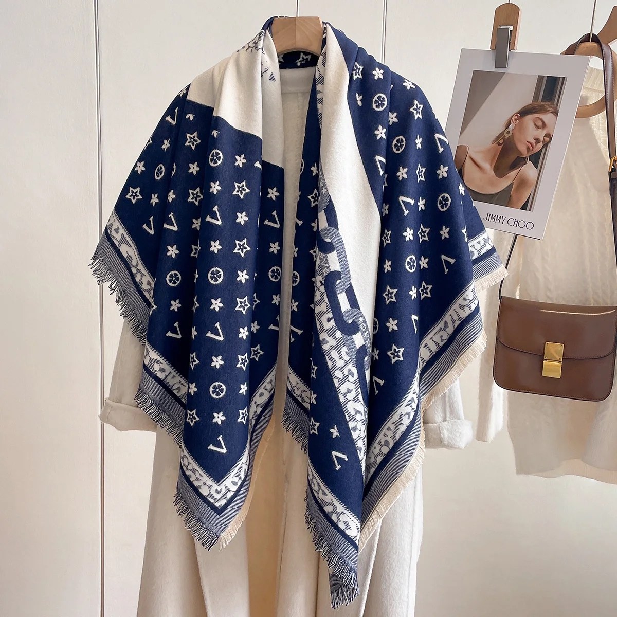 Thick Shawl Wrap Head Scarf for Women Luxury Winter Warm Cashmere Neckerchief Bandana Fashion Print Poncho Pashmina Bufanda 2023 3