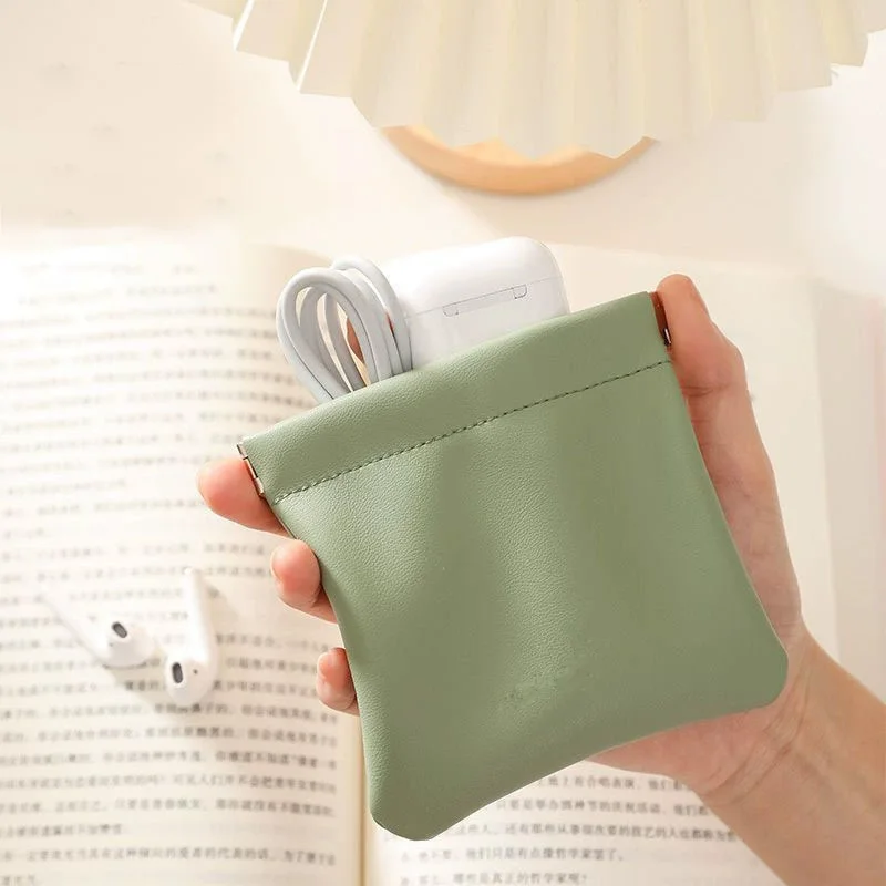 11Cm Portable Pu Leather Coin Purse Earphone Case Headphone Data Cable Organizer Lipstick Cosmetic Change Shrapnel Storage Bag