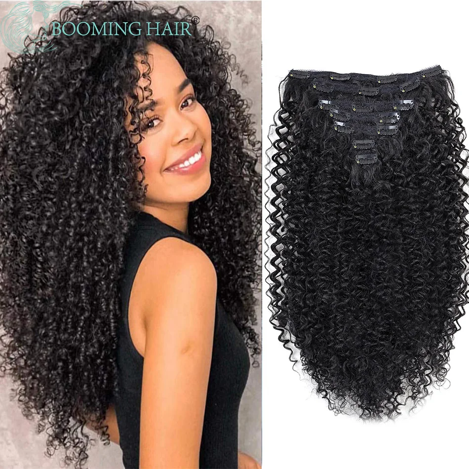 Long Jerry Curly Clip In Hair Extensions Natural Hairpieces Synthetic 7 Pcs Full Head Organic False Hair Afro Curls 26”/65cm