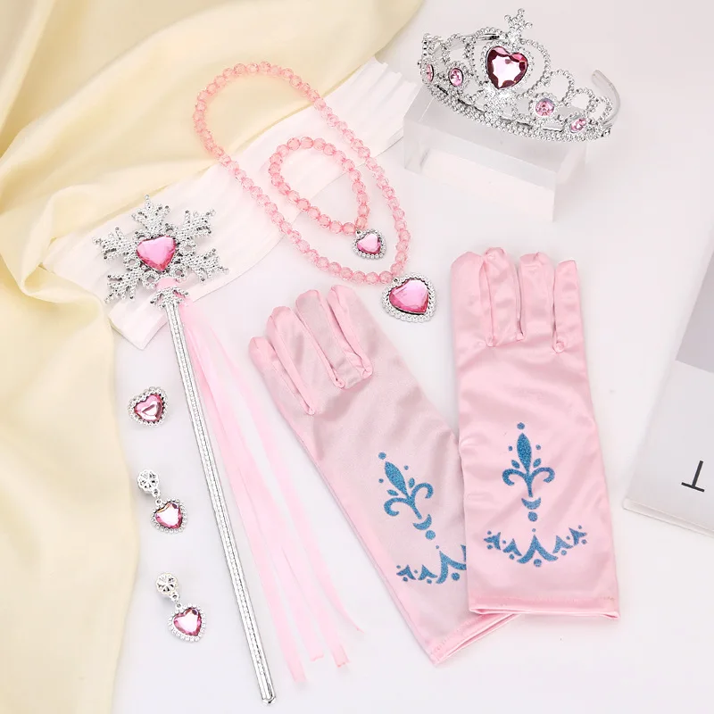 Handmade Kids Princess Wig Braid Cosplay Princess Halloween Party Costumes Accessories Girls Crown Magic stick Children's Gifts