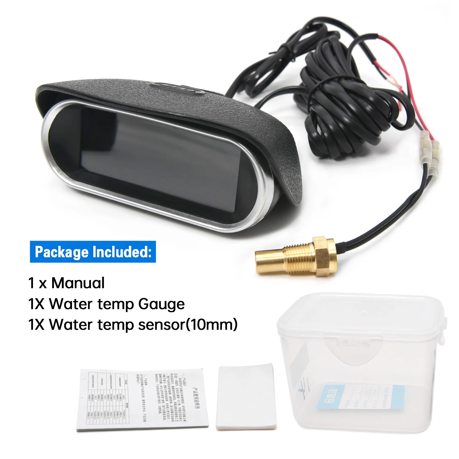 2 In 1 12v/24v 수온 및 전압계 게이지 LCD 자동차 디지털 온도 게이지 엔진 온도 표시기 자동차 용 1/8NPT