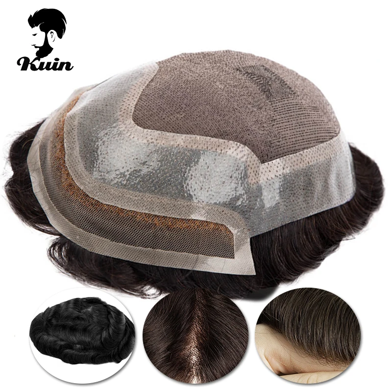 

Swiss Lace With 0.06mm PU Man Wig Indian Remy Human Hair Wigs Front Swiss Lace Men Capillary Prosthesis Male Toupee