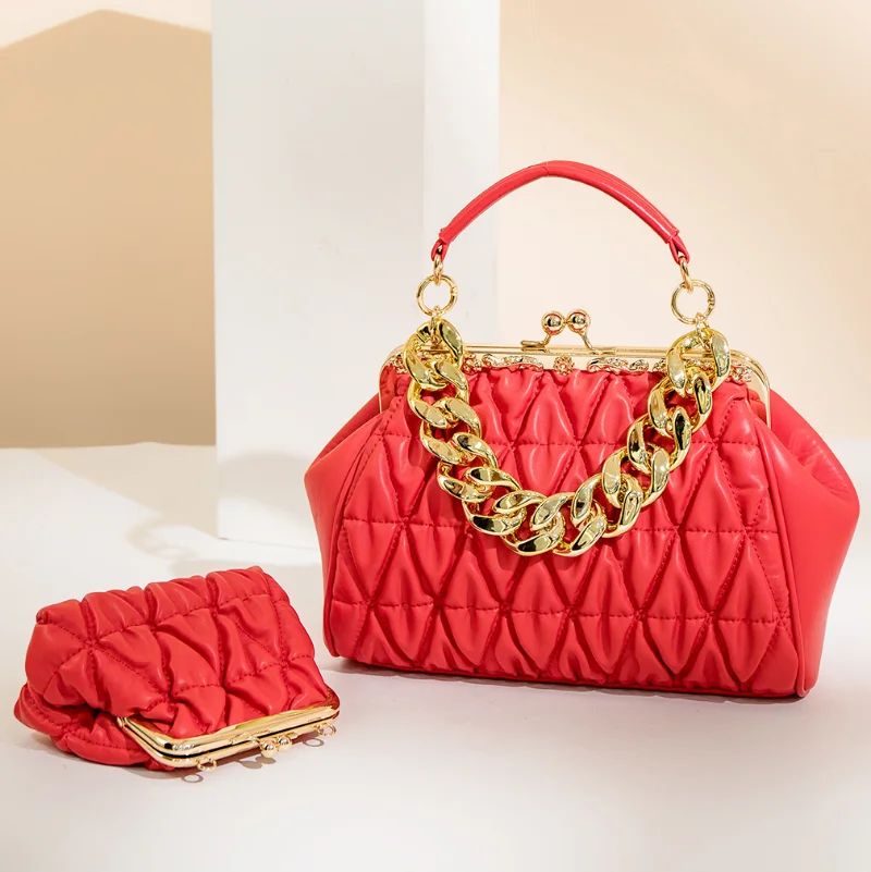 

ZD609-1 New Casual Tote Shopping Bag mini Hand bag Luxury Ruched Purse and Hand bags Female Bags Shoulder Bags Casual 2 in 1 set