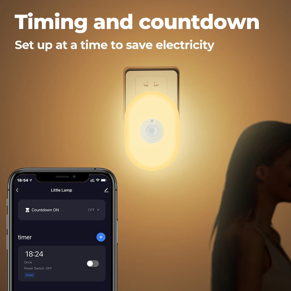 WiFi Tuya Smart LED Light PIR Motion Sensor Night Light Warm White RGB Wall Lamp EU Plug App Voice Control Work with Google Home 5