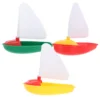 1 Set 3pcs Mini Plastic Sailing Boat Toys Kids Bath Toys Bathtub Toys for Children Todders Kids (Assorted Color, Small + Middle 1