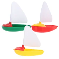 1 Set 3pcs Mini Plastic Sailing Boat Toys Kids Bath Toys Bathtub Toys for Children Todders Kids (Assorted Color, Small + Middle 1