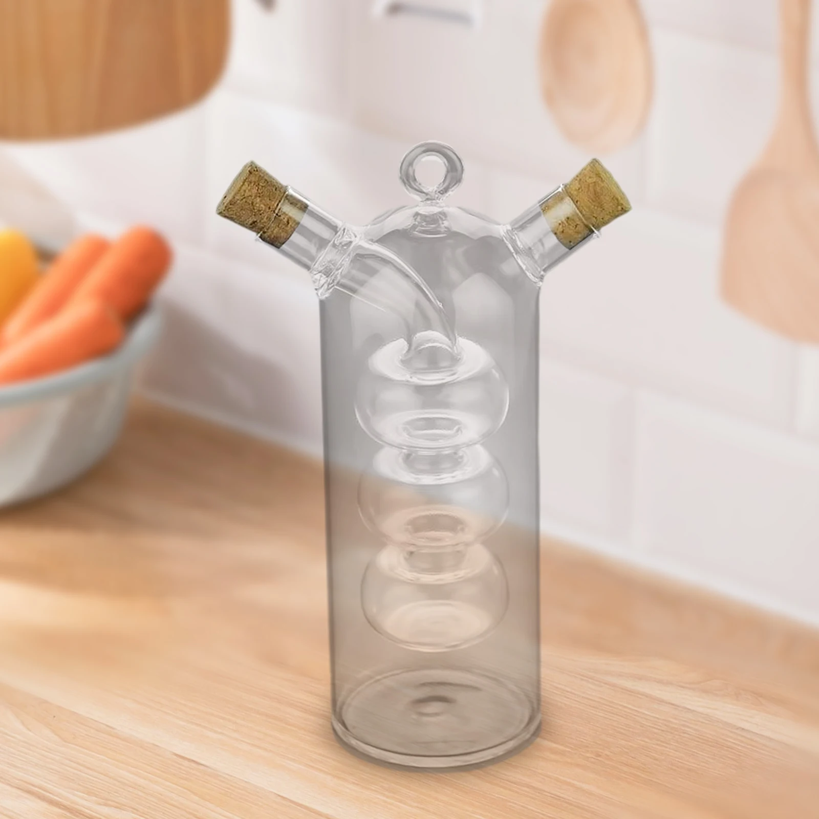 2 in 1 Oil and Vinegar Bottle Condiment Storage for Party Buffet Supplies Glass Bottle Condiment Seasoning Kitchen Storage