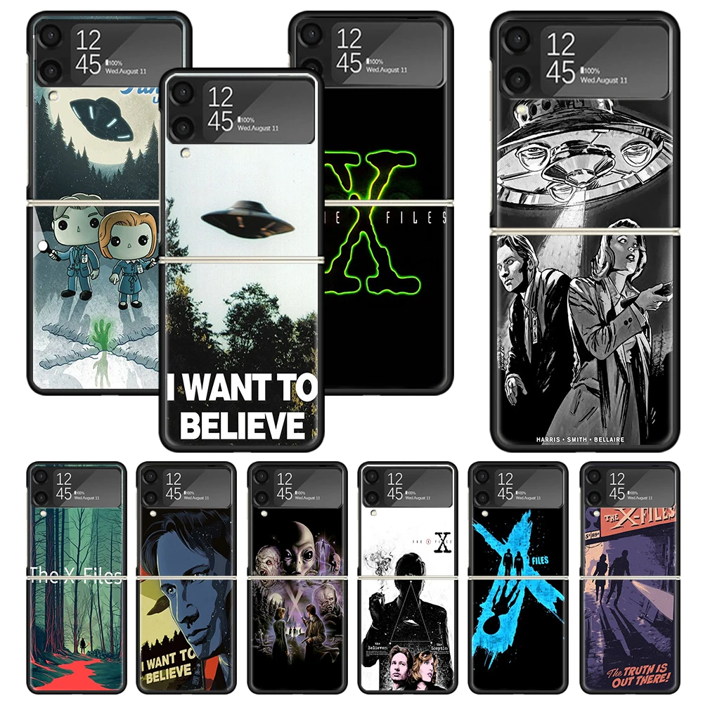 The X Files I Want To Believe Print Case Per Samsung Galaxy Z Flip 3 4 5 5G Black Hard Cell Phone Shell Zflip3 Flip4 Flip5 Patte