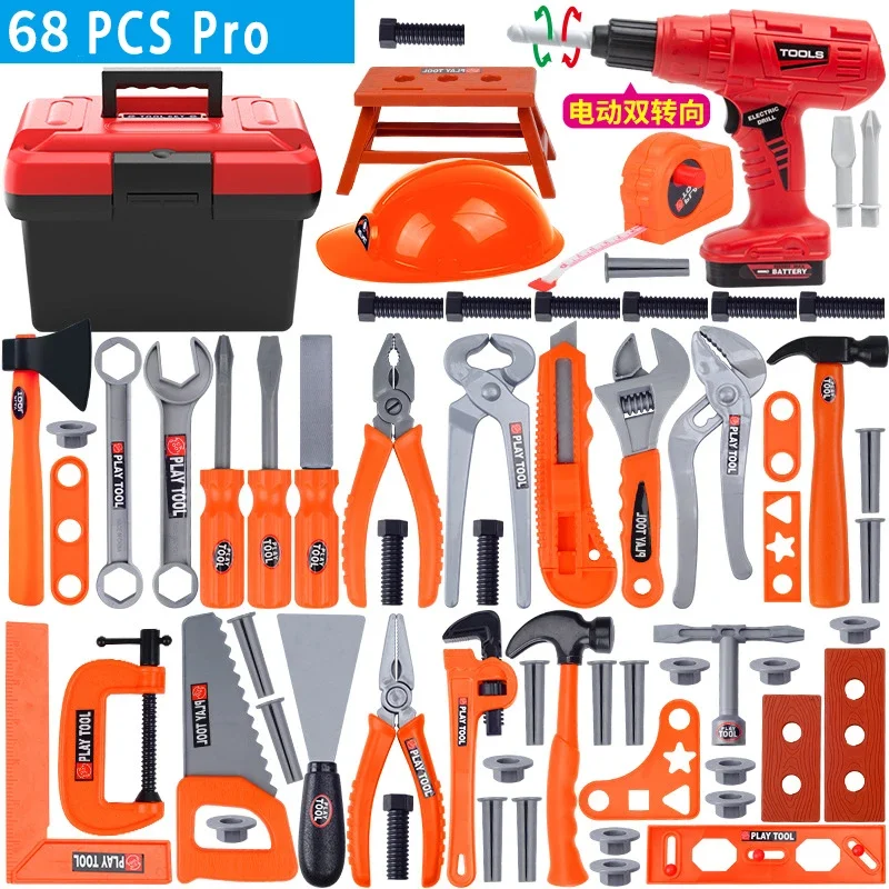Children's Tool Set with Electric Toy Drill Kids Power Toy Pretend Play Tools Kit for Boys Girls Education Montessori Learning 2