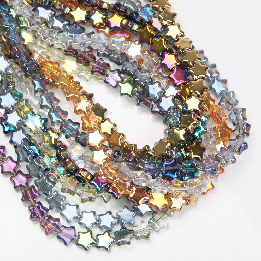 30 Uds. Cuentas de cristal brillantes de 7mm estrellas de cinco puntas cuentas de Color AB para hacer joyería pulseras suministros collar accesorios DIY