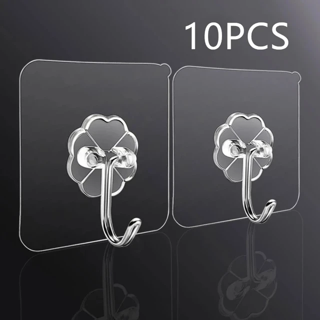 10 db Átlátszó Falhorog Erős Önmaga Ragasztó Ajtó Falfalkok Horgok Szívó Rakomány Rack Csésze Szopók A Konyhai Fürdőszobához - Image 2