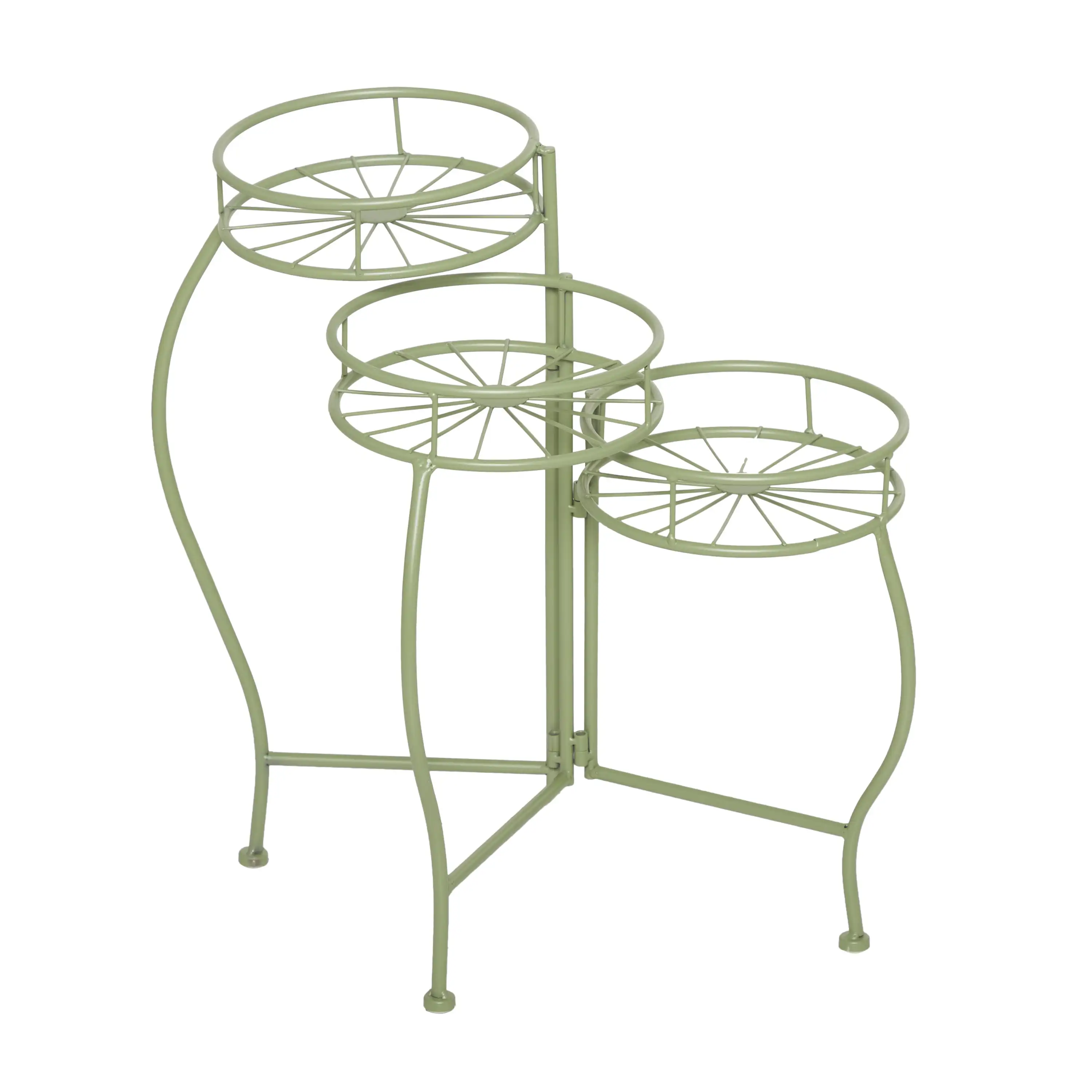 

19" x 18" x 21" 3 Tier Green Metal Indoor Outdoor Plant Stand Planter Pot Holder Flower Display Rack Shelf