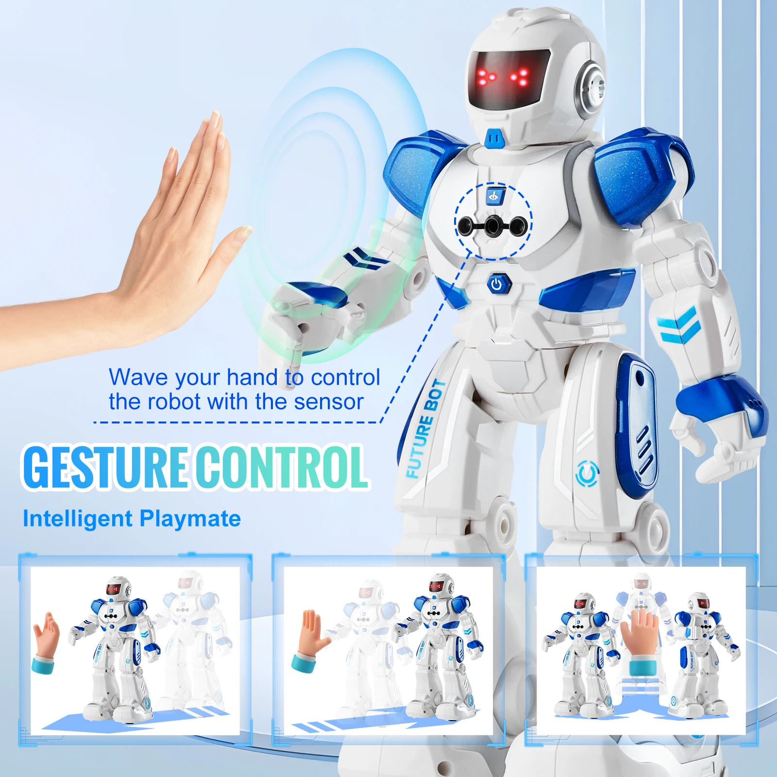 VEVOR RC Robot Action Walking Singing Dancing Figure Gesture Sensor Toys for Age 3+ Kids Boys Girls Birthday Gift Present 4