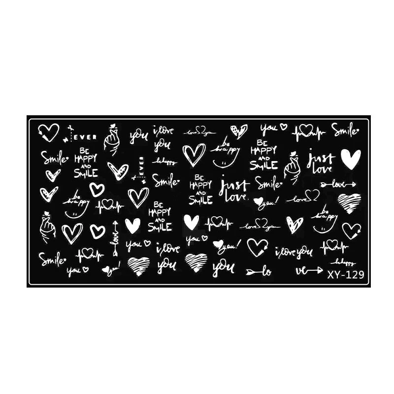 Love Heart Butterfly  Nail Art Stamping Plates Drawing Template bow Geometric Stripe Line 3D Image Stencil Mold Printing Tools 2