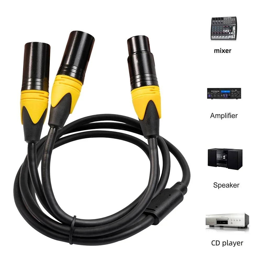 XLR Splitter Cable XLR Splitter 3 Pin XLR Female To Dual Male Y Splitter Balanced Mic Cable 3FT 100CM Instruments Microphones Cables Signal