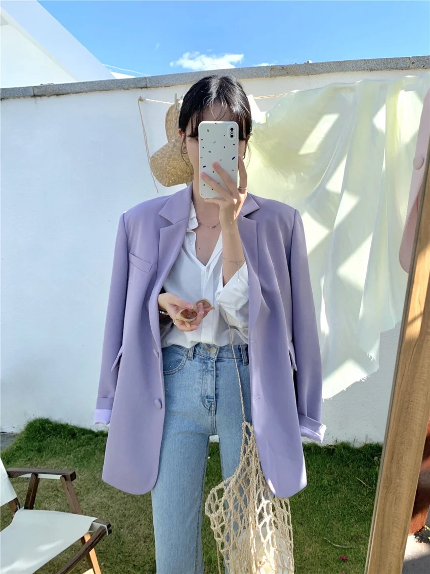 New Women Spring Solid Color Elegant Blazer Jacket Office Lady Long Sleeve Outwear Coat plus size suits for women