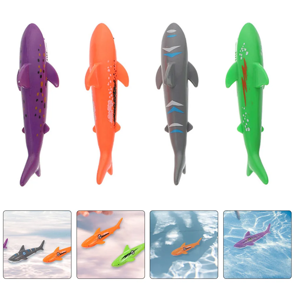 

4 Pcs Diving Toys Childrens Multi-function Pool Sharks Gaming Summer Wear-resistant Plastic Interesting