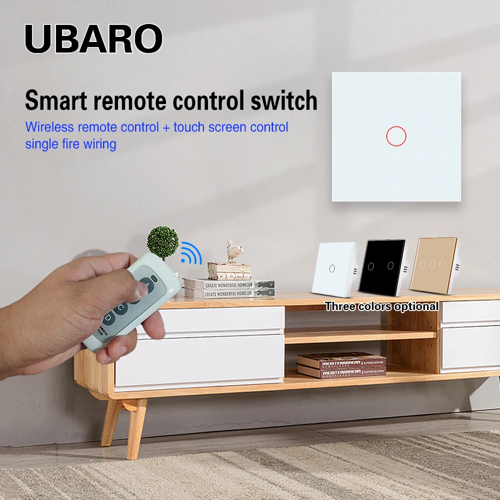Smart Light Switch Proximity Detection Switch 433RF Wireless Remote Control Touch Switch Glass Panel Wall Light Interruptor Electrical Sensor Power Home Button 220V 10A