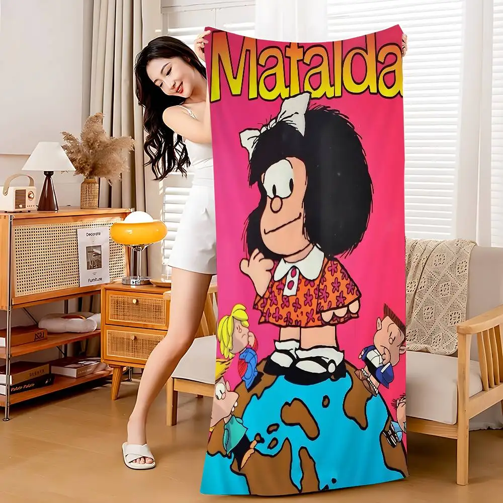 Cartoon Mafalda Microfiber Printed Beach Towel Mountain Climbing Yoga Beach Swimming Running Absorbent Soft Towel